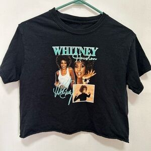 Whitney Houston Cut Off Cropped Graphic T-Shirt Size Small